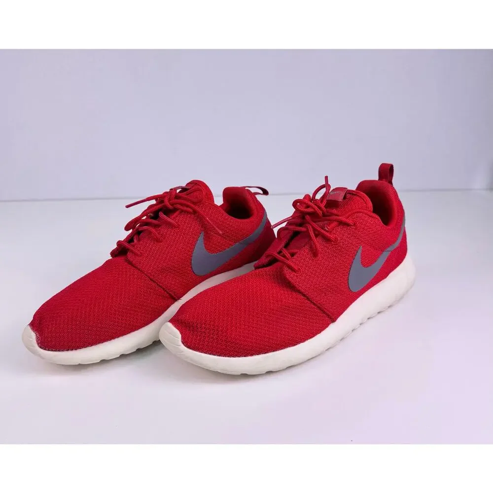 Nike Roshe One Mens Size 9 Sport Red Grey White Mesh Iconic Running Shoes